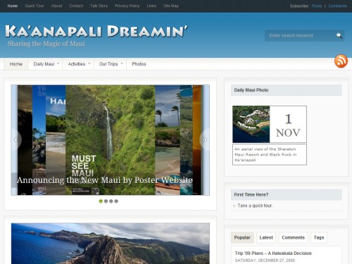 Ka'anapali Dreamin' portfolio homepage